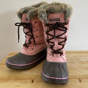 London Fog Girl's Pink & Brown Fury Winter Boots Size 2